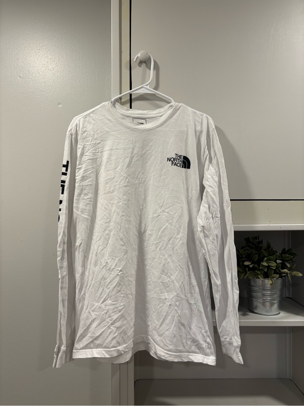 The North Face Men's Long-Sleeve Logo Tee - White with Black Logo
